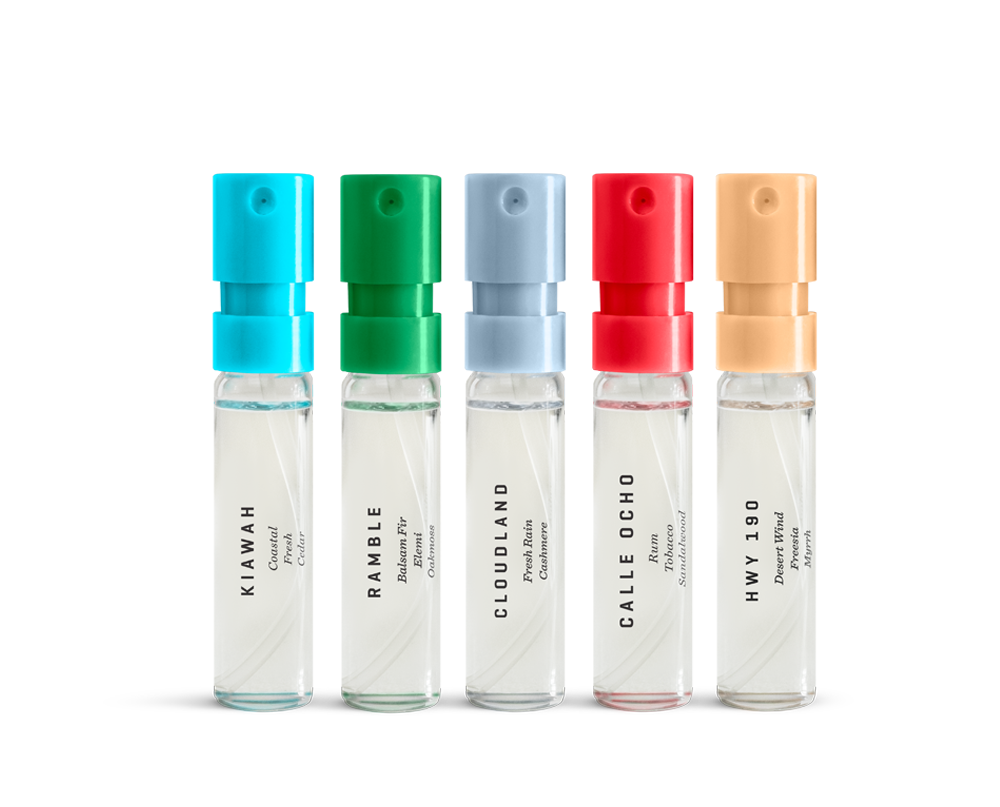 Five spray fragrance samples