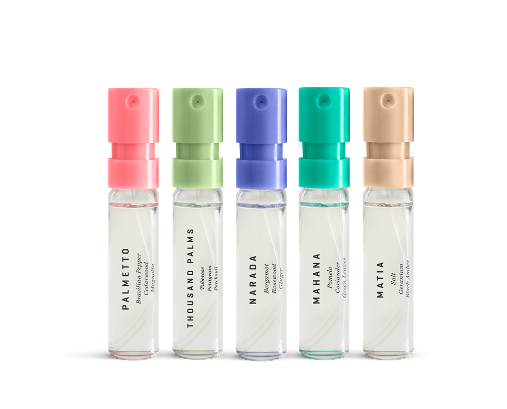 five fragrance vials
